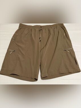 Men's Tan Hybrid Cargo Shorts with Drawstring Waist
